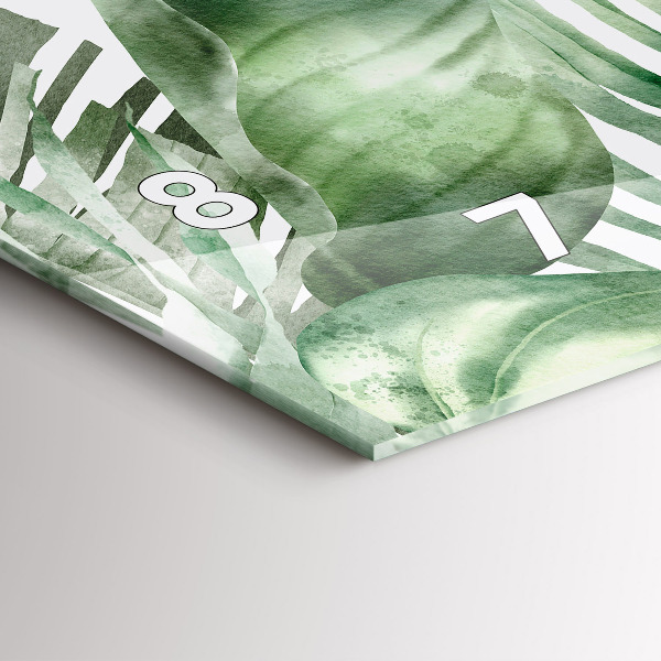 Horizontální skleněné hodiny na stěnu Listy rostlin