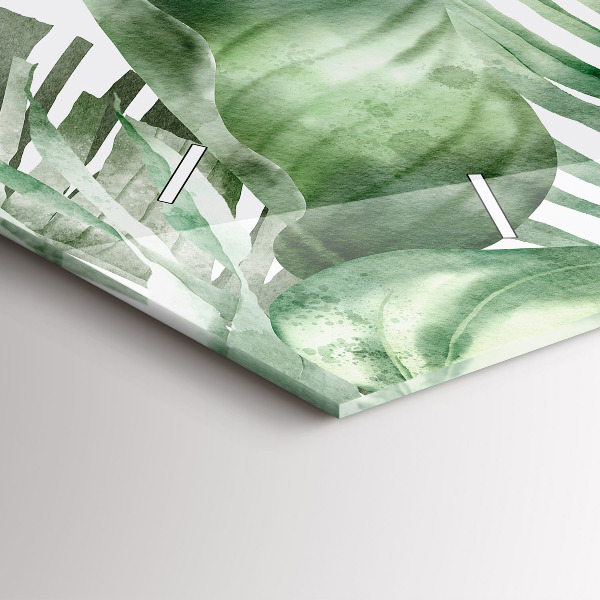 Horizontální skleněné hodiny na stěnu Listy rostlin