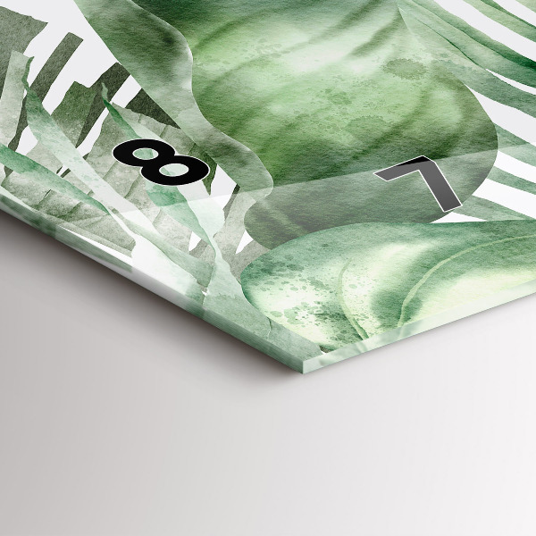 Horizontální skleněné hodiny na stěnu Listy rostlin