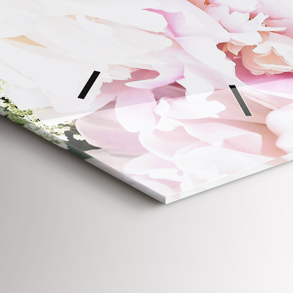 Horizontální skleněné hodiny na stěnu Dekorativní květiny