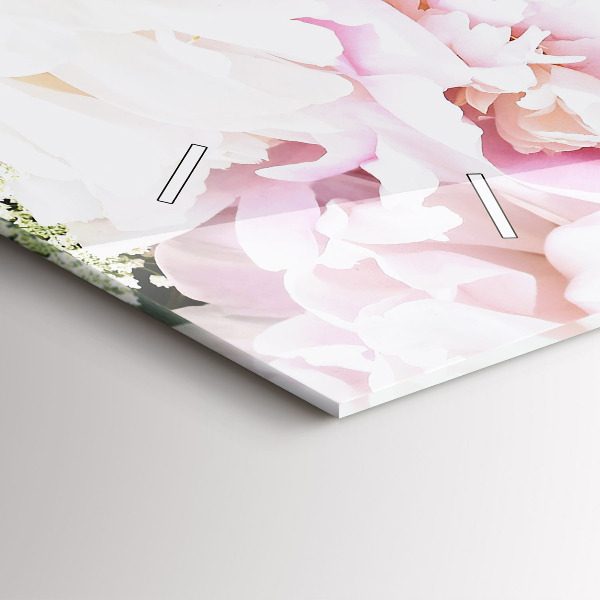 Horizontální skleněné hodiny na stěnu Dekorativní květiny