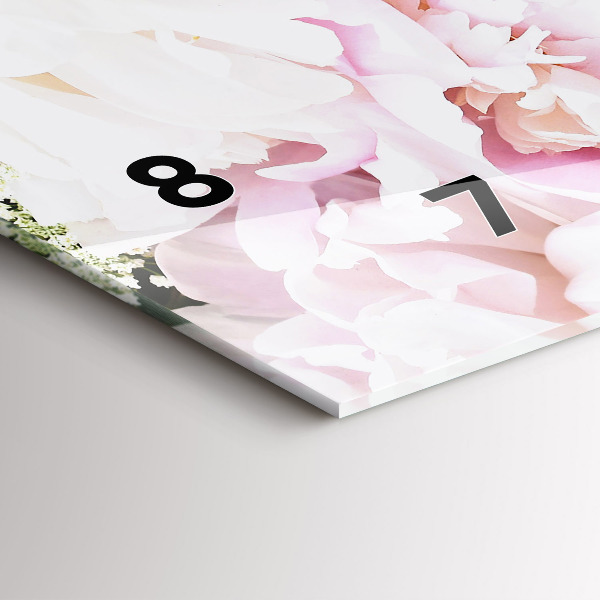 Horizontální skleněné hodiny na stěnu Dekorativní květiny