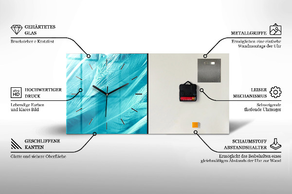 Horizontální hodiny na skle Akvarelová hora