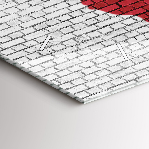 Horizontální skleněné hodiny na stěnu Cihlová zeď Mapa světa