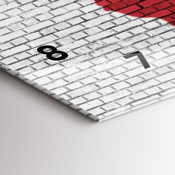 Horizontální skleněné hodiny na stěnu Cihlová zeď Mapa světa