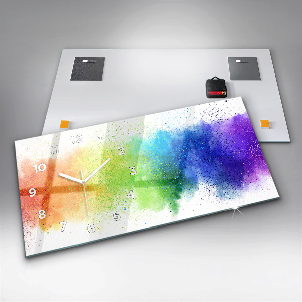 Horizontální skleněné hodiny na stěnu Abstraktní duha