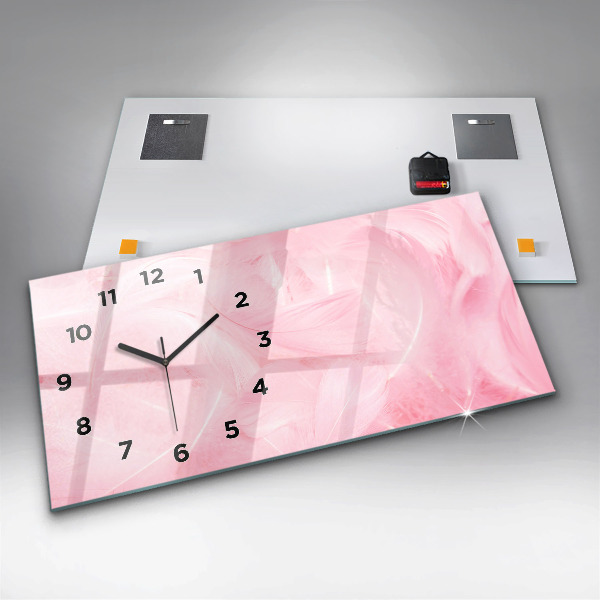 Horizontální skleněné hodiny na stěnu Abstraktní peří