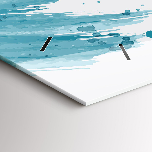 Horizontální skleněné hodiny na stěnu Tahy štětcem