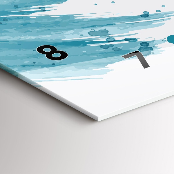 Horizontální skleněné hodiny na stěnu Tahy štětcem