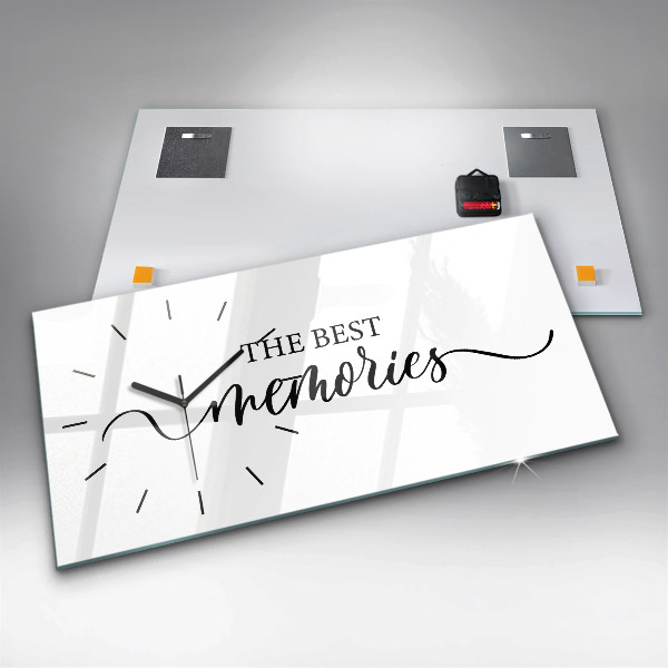 Horizontální skleněné hodiny na stěnu Vzpomínkový nápis