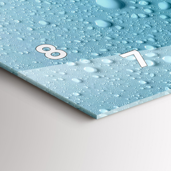 Horizontální skleněné hodiny na stěnu Kapky vody