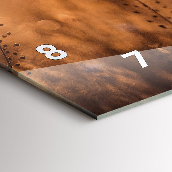 Horizontální skleněné hodiny na stěnu Východ slunce na poli