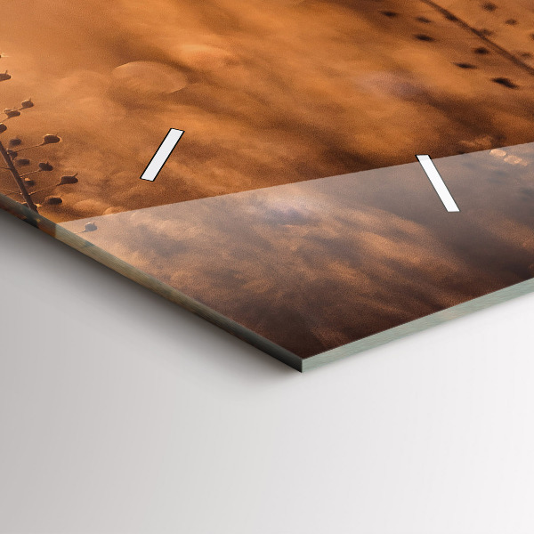 Horizontální skleněné hodiny na stěnu Východ slunce na poli