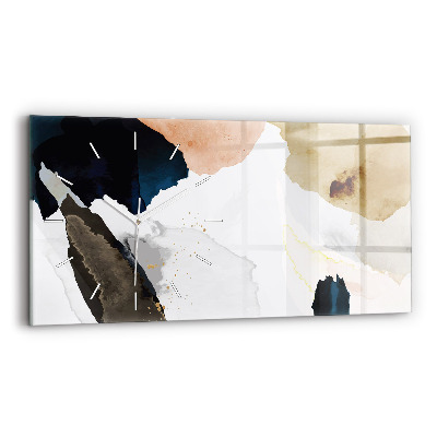 Horizontální skleněné hodiny na stěnu Skvrny abstraktní