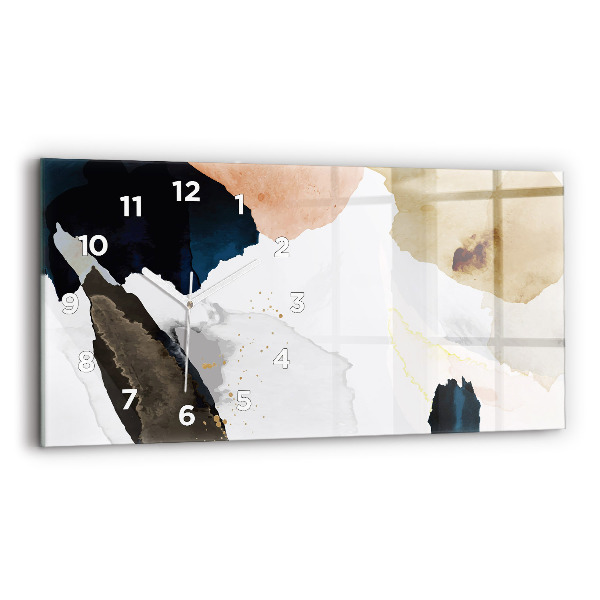 Horizontální skleněné hodiny na stěnu Skvrny abstraktní