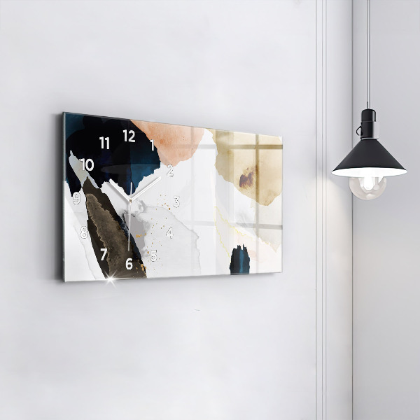 Horizontální skleněné hodiny na stěnu Skvrny abstraktní