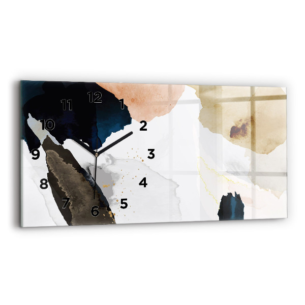 Horizontální skleněné hodiny na stěnu Skvrny abstraktní