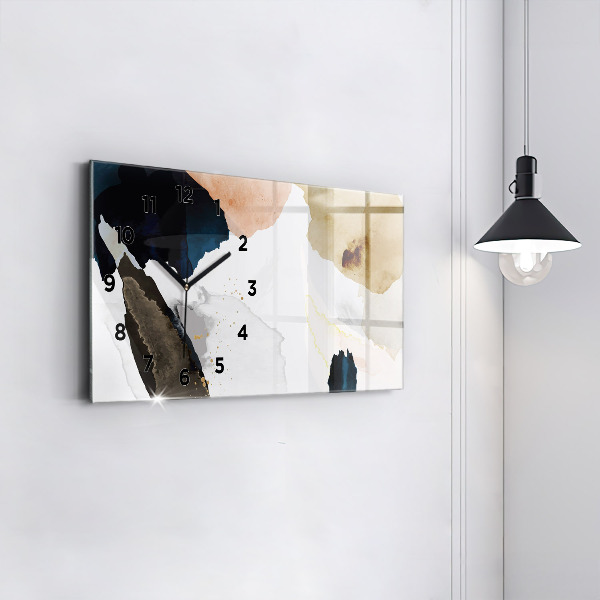 Horizontální skleněné hodiny na stěnu Skvrny abstraktní