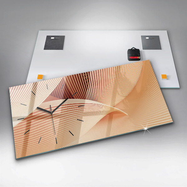 Horizontální skleněné hodiny na stěnu Vlny abstraktní vzor