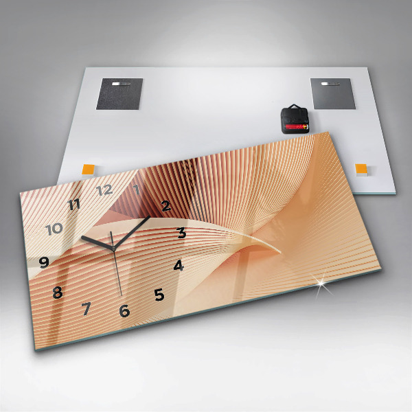 Horizontální skleněné hodiny na stěnu Vlny abstraktní vzor