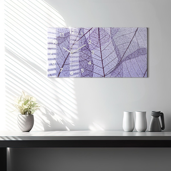 Horizontální skleněné hodiny na stěnu Příroda listy