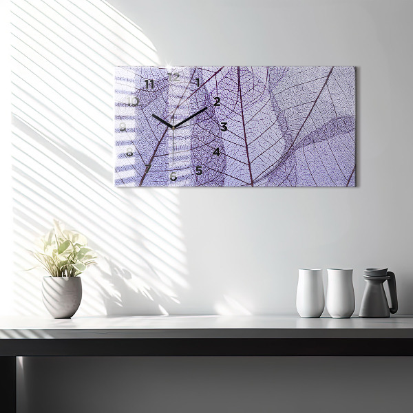 Horizontální skleněné hodiny na stěnu Příroda listy