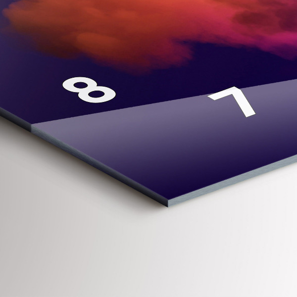 Horizontální skleněné hodiny na stěnu 3D abstraktní kouř