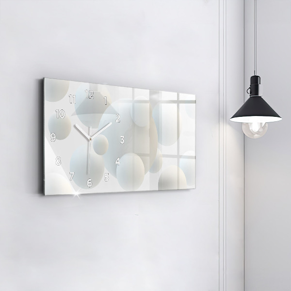 Horizontální skleněné hodiny na stěnu Abstraktní koule