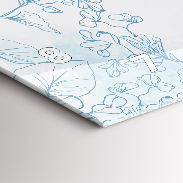 Horizontální skleněné hodiny na stěnu Skica rostlin