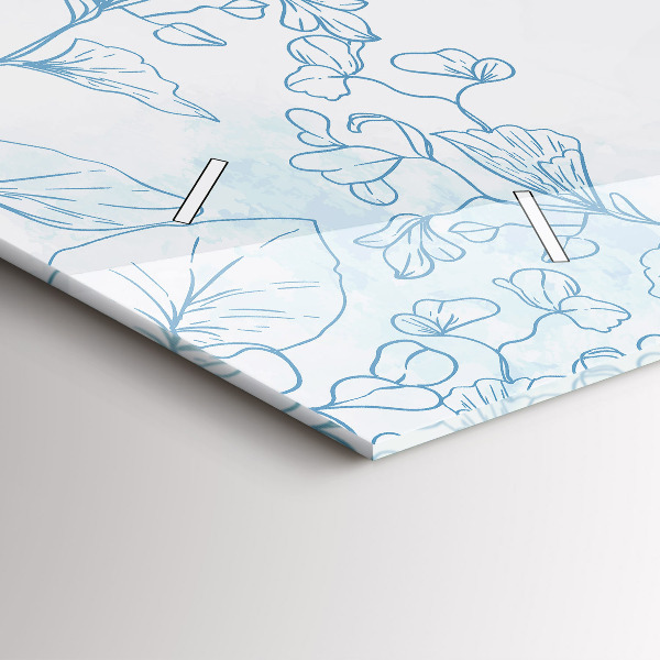 Horizontální skleněné hodiny na stěnu Skica rostlin