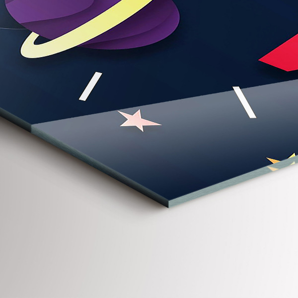 Horizontální skleněné hodiny na stěnu Dětský vesmír