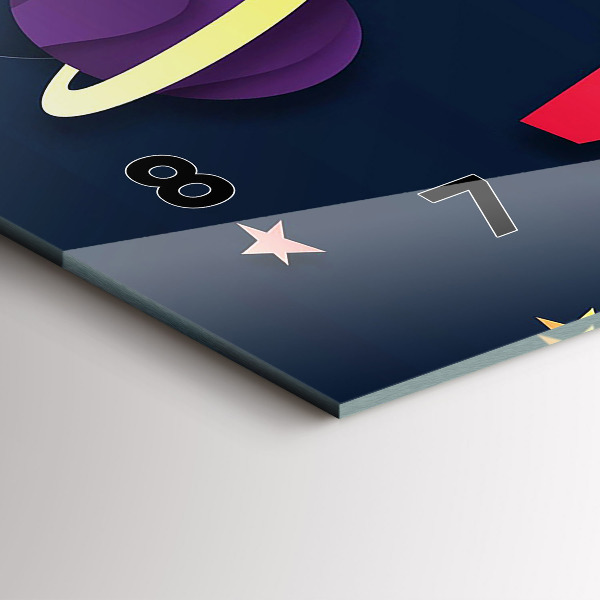 Horizontální skleněné hodiny na stěnu Dětský vesmír