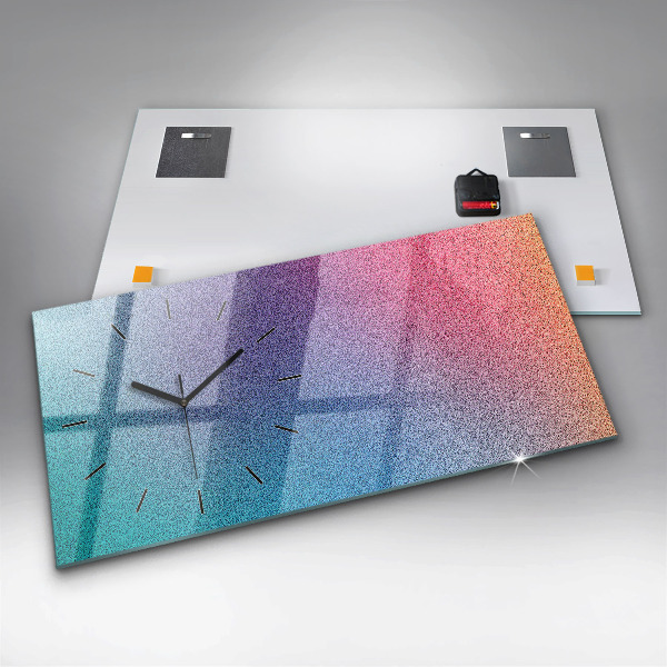 Horizontální skleněné hodiny na stěnu Gradientní vzor