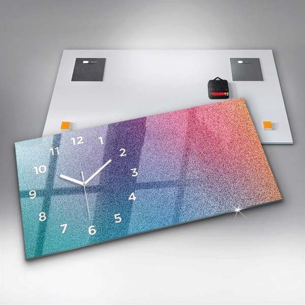 Horizontální skleněné hodiny na stěnu Gradientní vzor