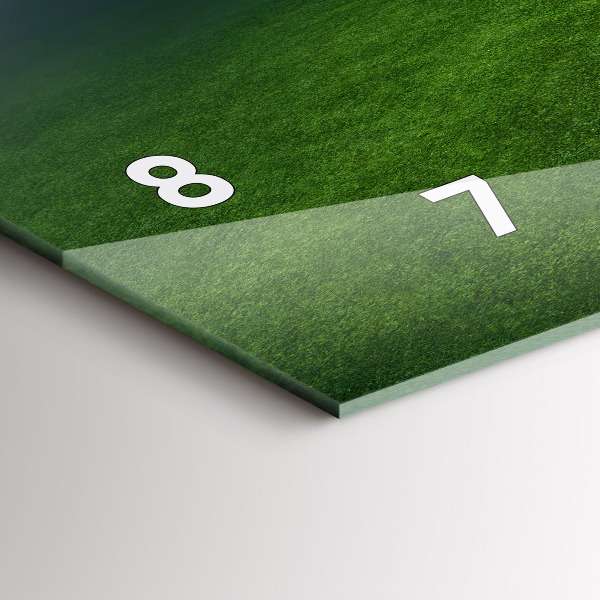 Horizontální skleněné hodiny na stěnu Fotbalové hřiště