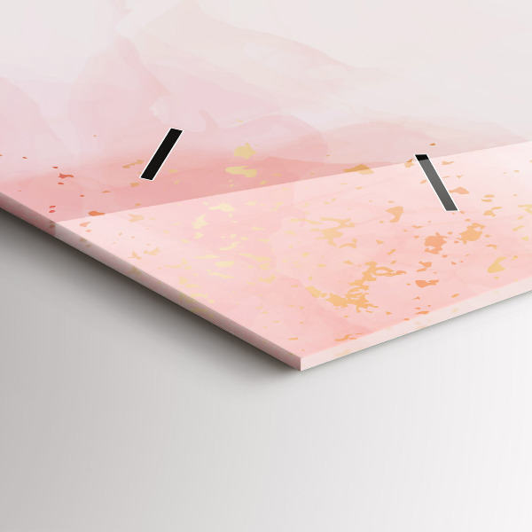 Horizontální skleněné hodiny na stěnu Růžový mramor