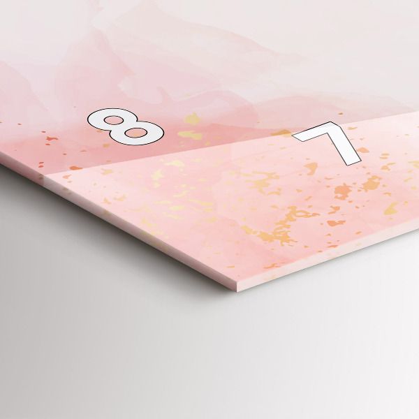 Horizontální skleněné hodiny na stěnu Růžový mramor