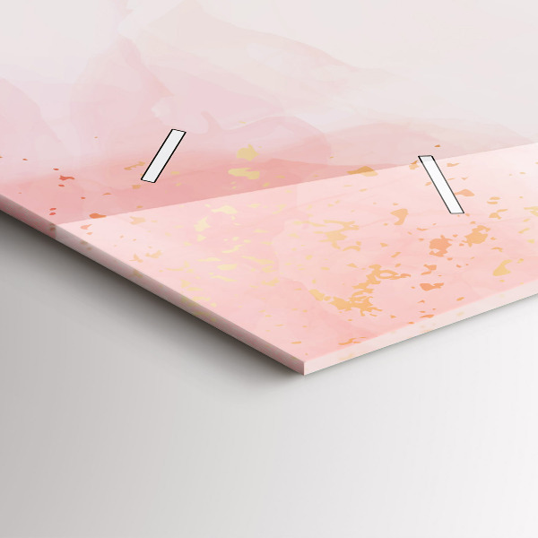 Horizontální skleněné hodiny na stěnu Růžový mramor