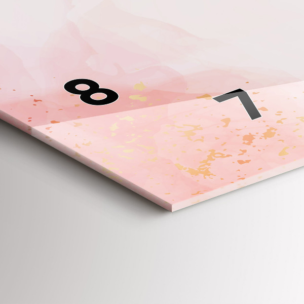 Horizontální skleněné hodiny na stěnu Růžový mramor