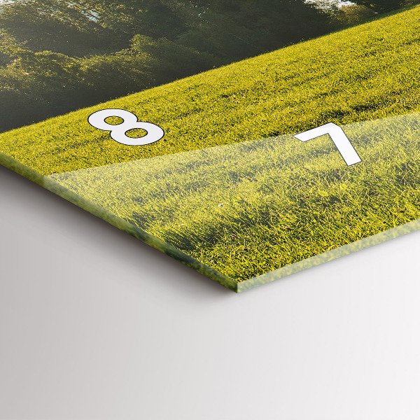 Horizontální skleněné hodiny na stěnu Hory a pole