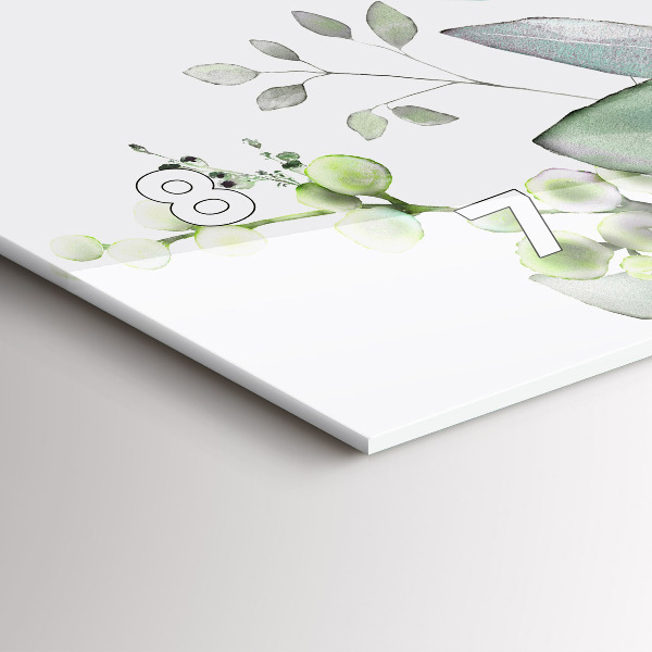 Horizontální skleněné hodiny na stěnu Listy rostlin