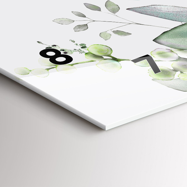 Horizontální skleněné hodiny na stěnu Listy rostlin