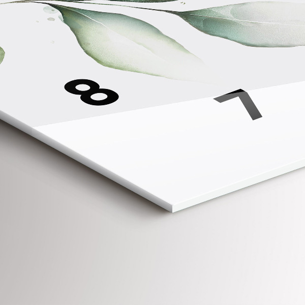 Horizontální skleněné hodiny na stěnu Abstraktní listy