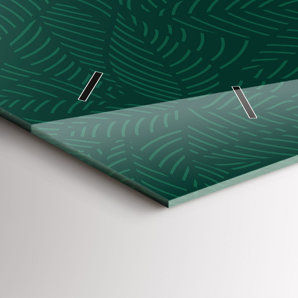 Horizontální skleněné hodiny na stěnu Vzor listů