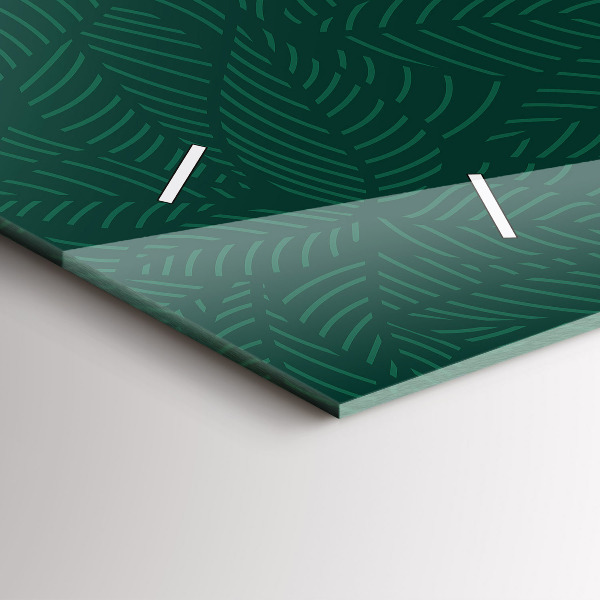 Horizontální skleněné hodiny na stěnu Vzor listů