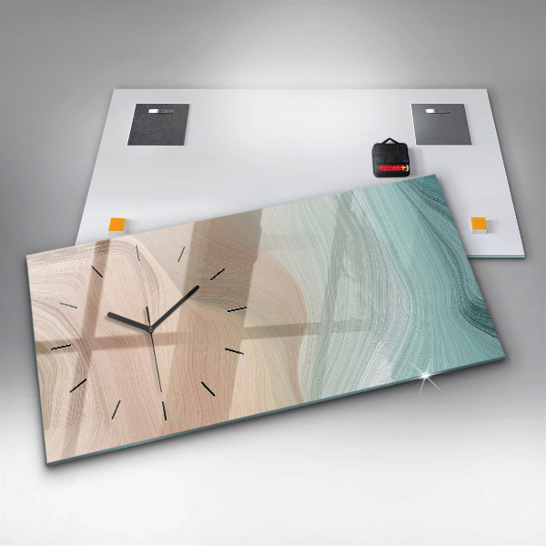 Horizontální skleněné hodiny na stěnu Abstrakce vln