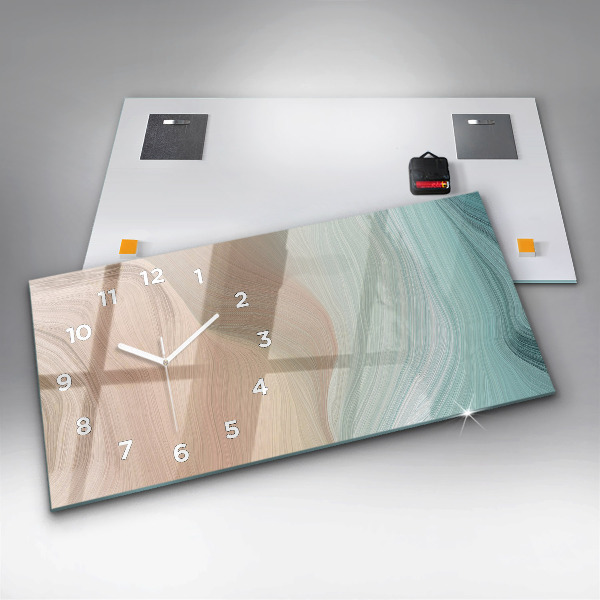 Horizontální skleněné hodiny na stěnu Abstrakce vln
