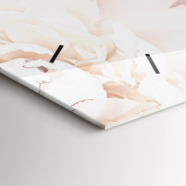 Horizontální skleněné hodiny na stěnu Květy pivoňky