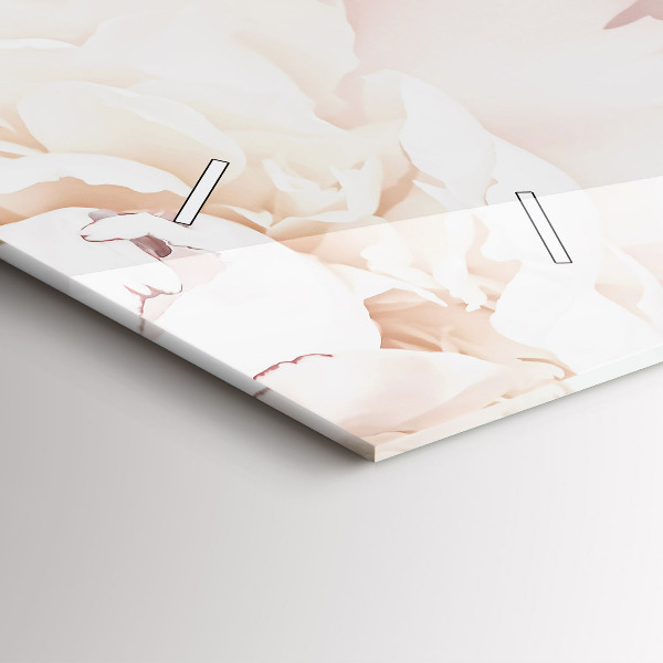 Horizontální skleněné hodiny na stěnu Květy pivoňky