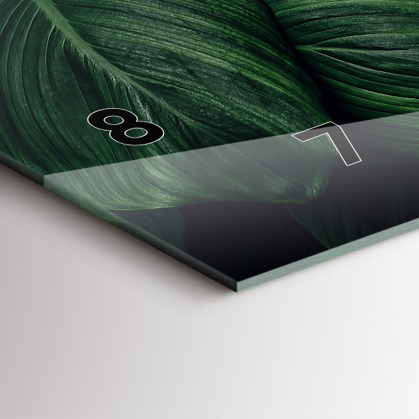 Horizontální skleněné hodiny na stěnu Tropická monstera